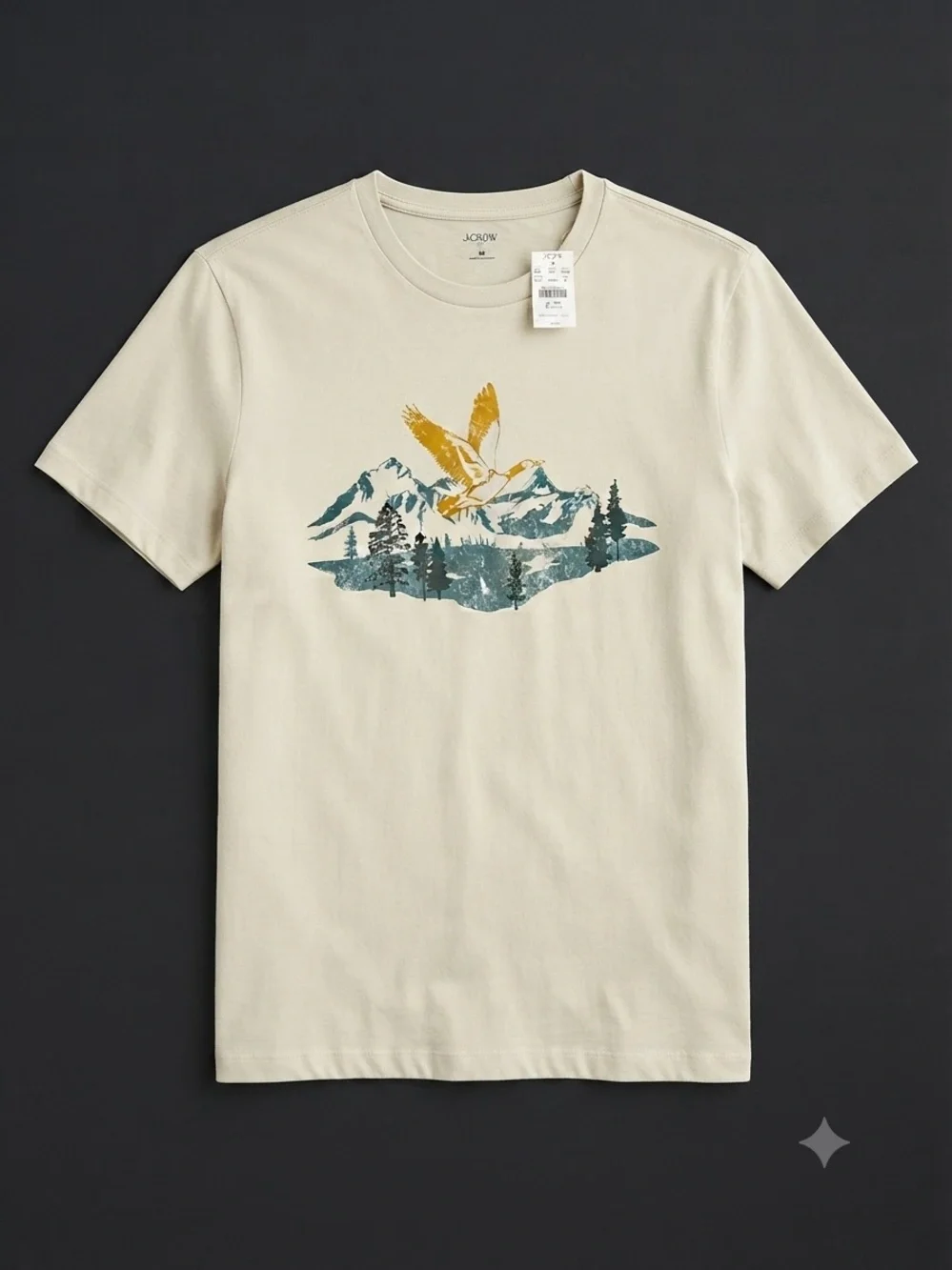 New with Tags J.Crew Nature Graphic T-Shirt - Size Medium - Beige/Cream